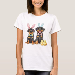 Påsk Rottweiler Hundar Bunny Öron T Shirt