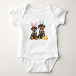 Påsk Rottweiler Hundar Bunny Öron T Shirt