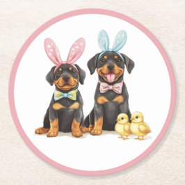 Påsk Rottweiler Hundar Bunny Öron Underlägg Papper Rund