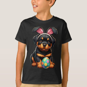 Påsk Rottweiler Hundar Pets Älskare Rabbit Egg T Shirt