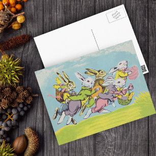 Påsk Running Pastel Rabbits Helg Vykort