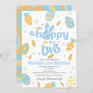 Påsk så hoppy att bli två på pojkfödelsedag inbjudningar