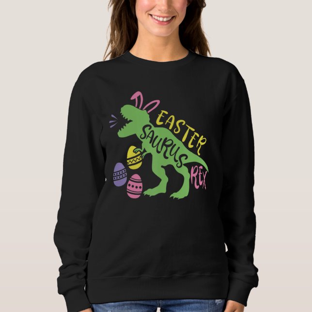 Påsk Saurus Rex Egg Kids Rex Dinosaur Lycklig Öste T Shirt (Framsida)
