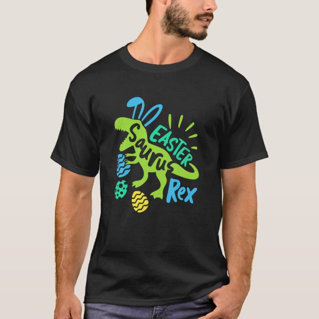 Påsk Saurus Rex Glad påsk Day Kids Småbarn Bo T Shirt (Framsida)