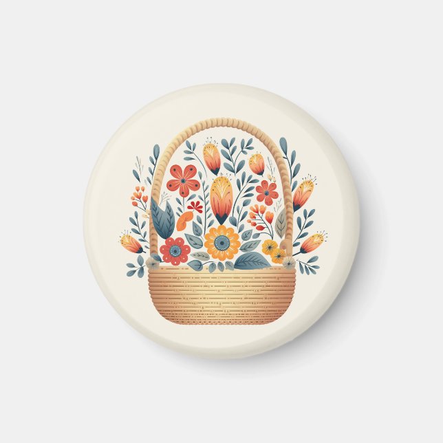 Påsk Scandinavian folk basket äggkonst Magnet (Framsidan)