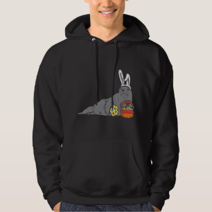 Påsk Seal Bunny Eggs Basket Cute Sea Lejonare Mana Hoodie