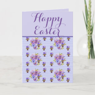 Påsk Shabby Vintage Viola Lavender Vår blommigt Kort