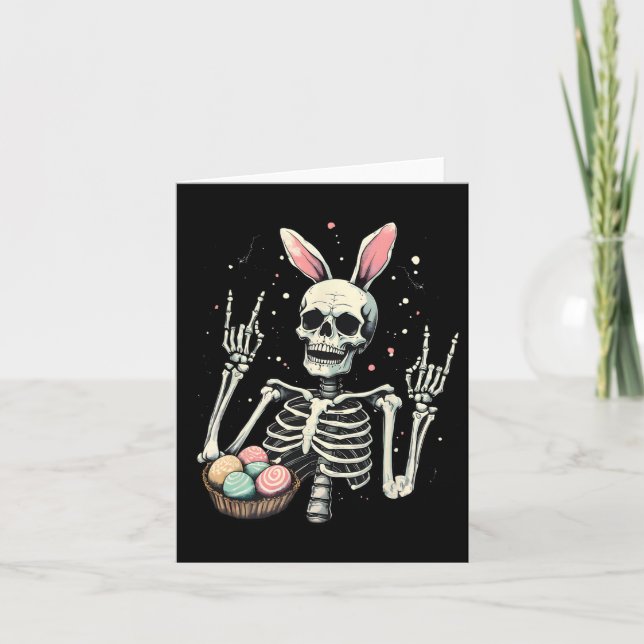 Påsk Skeleton Bunny Sten Hand Rocker Boys Kids M Kort (Framsida)