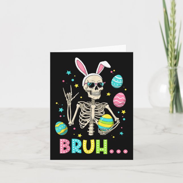 Påsk Skeleton Bunny Sten Hand Rocker Manar Tonårin Kort (Framsida)
