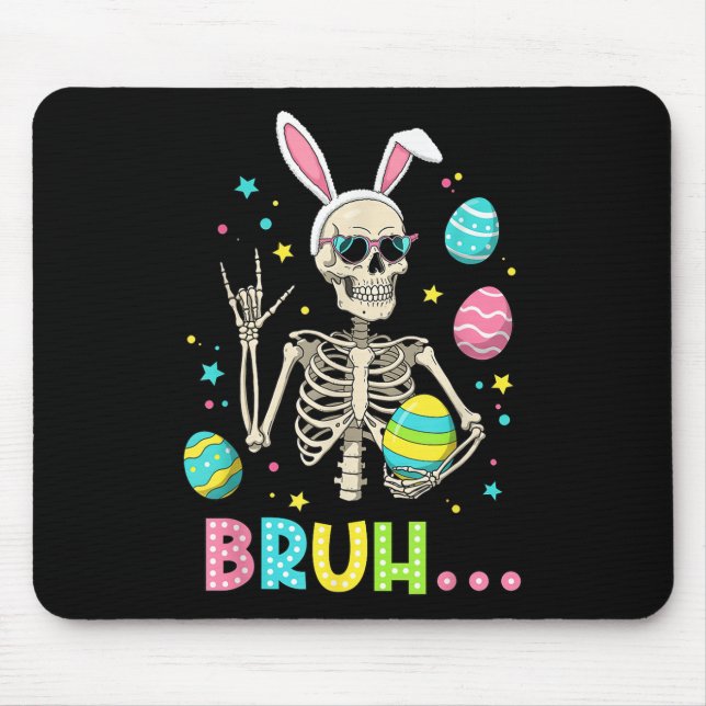 Påsk Skeleton Bunny Sten Hand Rocker Manar Tonårin Musmatta (Framsidan)