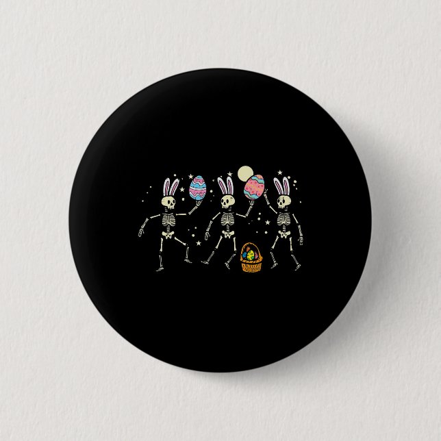 Påsk Skeletons Dancing Eggs Funny Bones Manar Wome Knapp (Framsida)