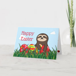 Påsk Sloth & Eggs Glad påsk Helgkort