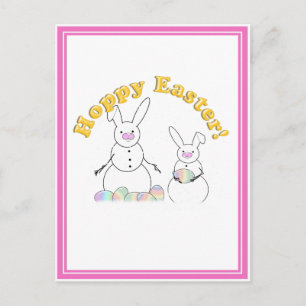 Påsk Snögubbar Snö Bunnies"HOPPY PÅSK" Helg Vykort