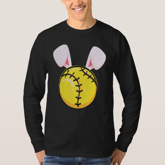 Påsk Soft Boll Påsk Day Påskhare Softball T Shirt (Framsida)