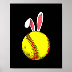 Påsk Softball Bunny Rabbit Öron för Mamma Kids Poster