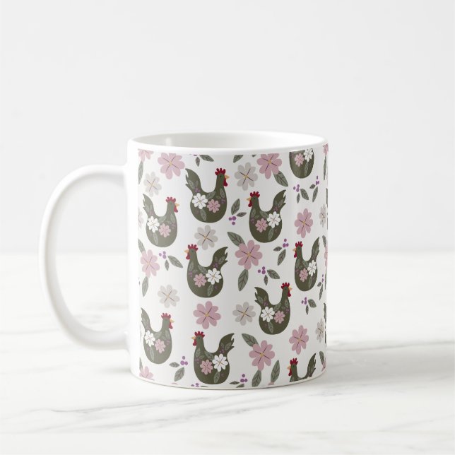 Påsk sömlös mönster med kyckling. kaffemugg (Vänster)