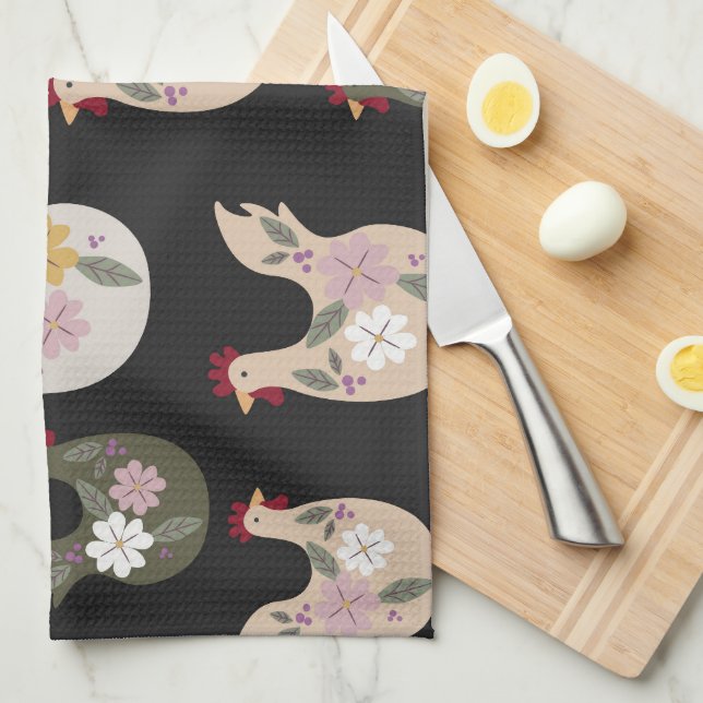 Påsk sömlös mönster med kyckling. kökshandduk (Vikt i Fjärdedel)