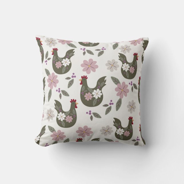 Påsk sömlös mönster med kyckling. kudde (Framsida)