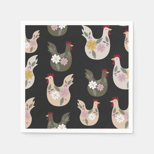 Påsk sömlös mönster med kyckling. pappersservett (Framsidan)