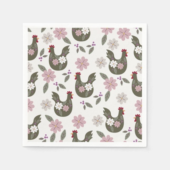 Påsk sömlös mönster med kyckling. pappersservett (Framsidan)