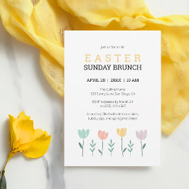 Påsk Söndag Brunch Gult Blommigt  Cute Botanical Inbjudningar