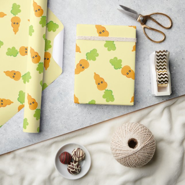 Påsk Söt Orange Kawaii Morot Mönster Presentpapper (Hantverk)