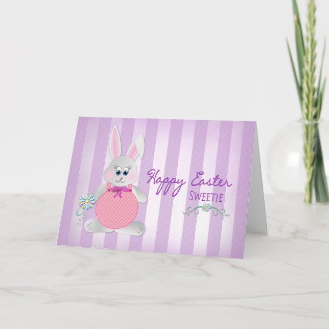Påsk - Sötnos - Bunny - Lila Rand Helgkort (Framsida)