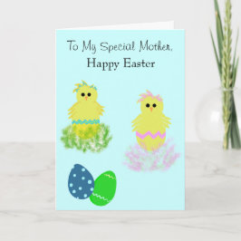 Påsk Speciella Mor Gult Rosa Blue Chick Helgkort