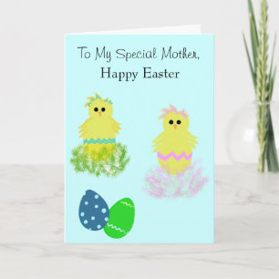 Påsk Speciella Mor Gult Rosa Blue Chick Helgkort