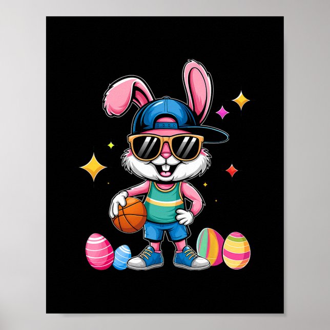 Påsk Sport Glad Påskharen Lekande Skelett Barn Poster (Framsidan)