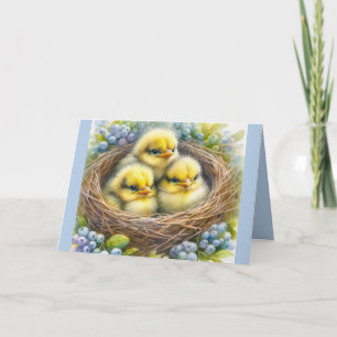 Påsk Springtime-hälsningskort med Baby Chick Tack Kort