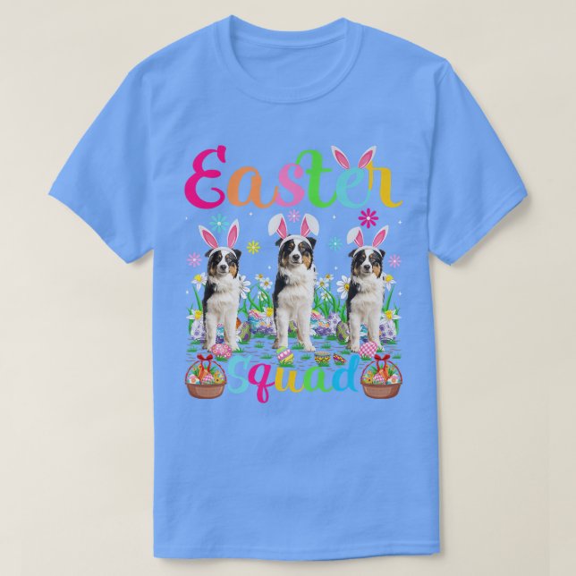 Påsk Squad Bunny Ear Australian shepherd Hund Hap T Shirt (Design framsida)