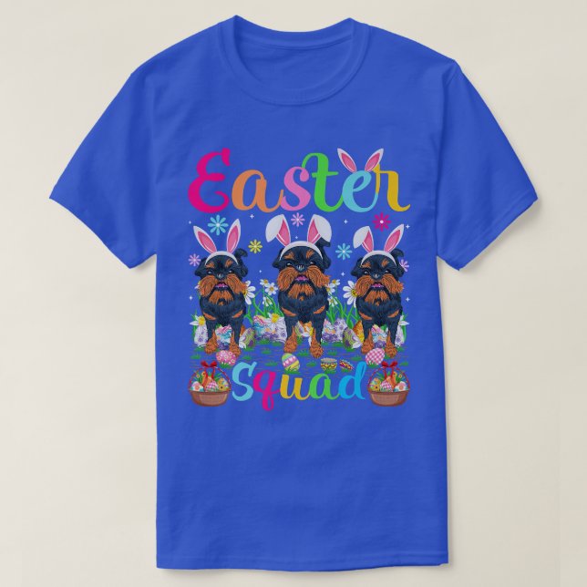 Påsk Squad Bunny Ear Bryssel Griffon Hund Lycklig  T Shirt (Design framsida)