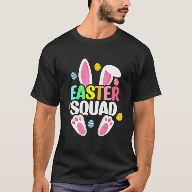 Påsk Squad Bunny Ear Eggs Hunting Family Matchin T Shirt (Framsida)