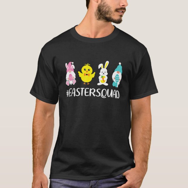 Påsk Squad Cute Gnome Bunny Eggs-familjmatchning T Shirt (Framsida)