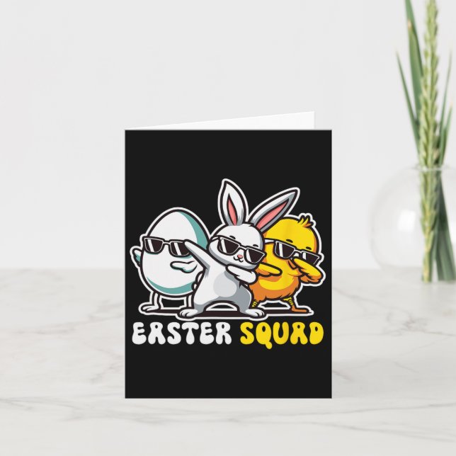 Påsk Squad Dabbing Bunny Chick  Egg Hunting Match Kort (Framsida)