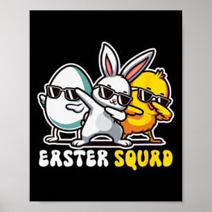 Påsk Squad Dabbing Bunny Chick Egg Hunting Match Poster