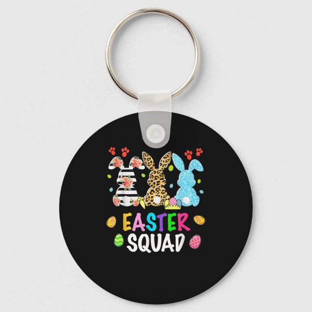 Påsk Squad Leopard Glad påsk Day Bunny Rabbit Nyckelring (Framsida)