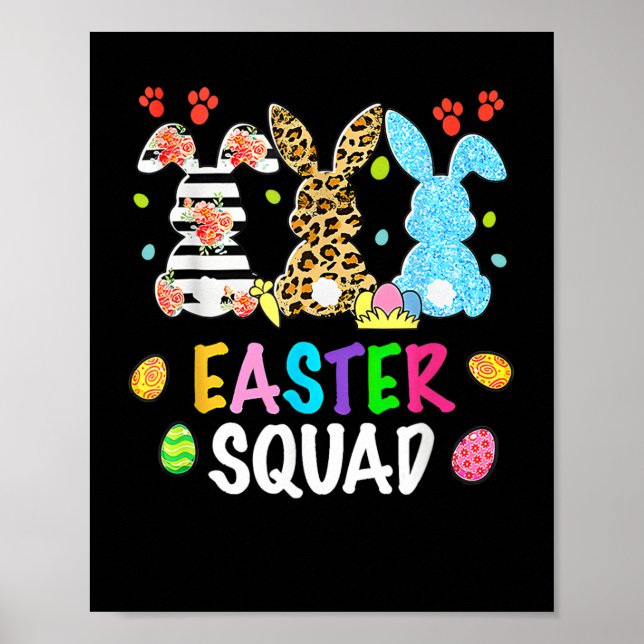 Påsk Squad Leopard Glad påsk Day Bunny Rabbit Poster (Framsidan)