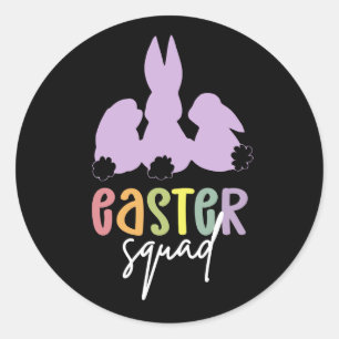 Påsk Squad   Påskägg Hunt Cute Bunny Runt Klistermärke