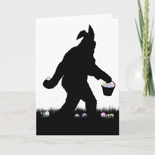 Påsk Squatch med Bunny Öron Helgkort (Framsida)
