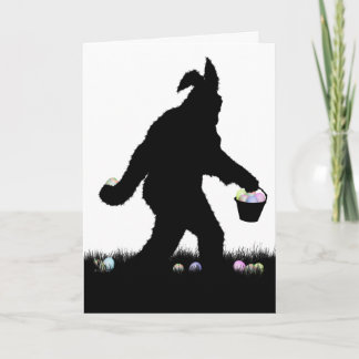Påsk Squatch med Bunny Öron Helgkort