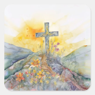 Påsk Sticker Fyrkantigt Klistermärke