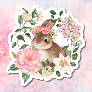 Påsk Sticker Gift Label Bunny Vår blommor Klistermärken