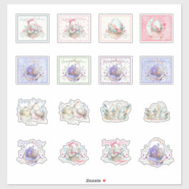 Påsk Stickers Bunnies och Basket Cute Klistermärken