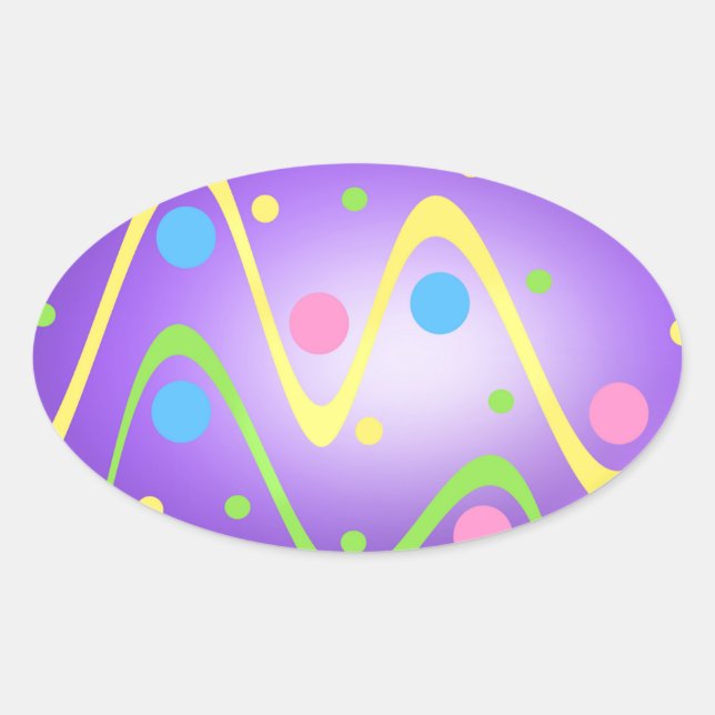 Påsk Stickers Ovalt Klistermärke (Framsida)