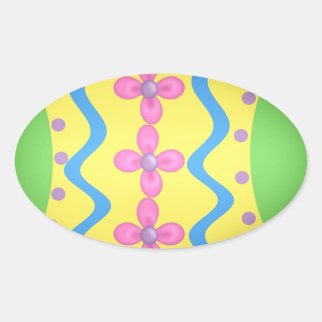 Påsk Stickers Ovalt Klistermärke (Framsida)