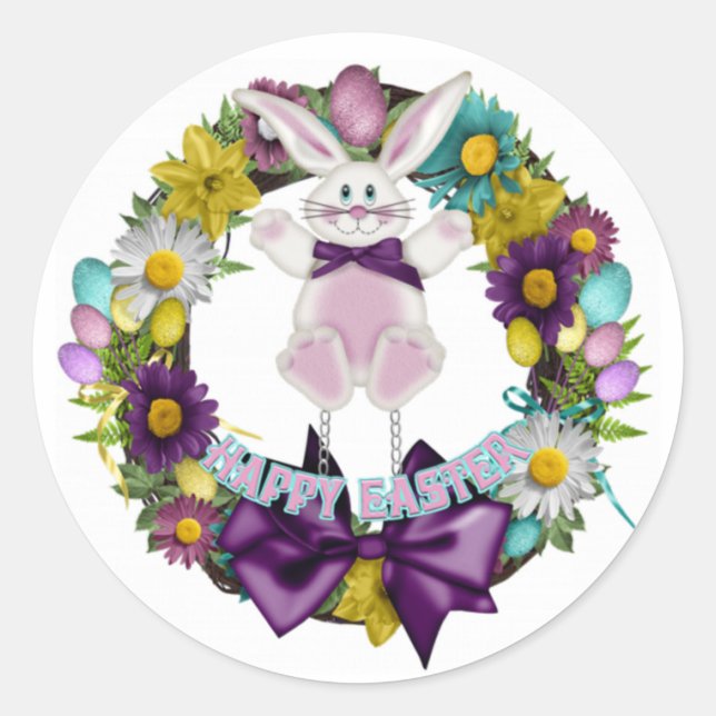 Påsk Stickers Runt Klistermärke (Framsida)