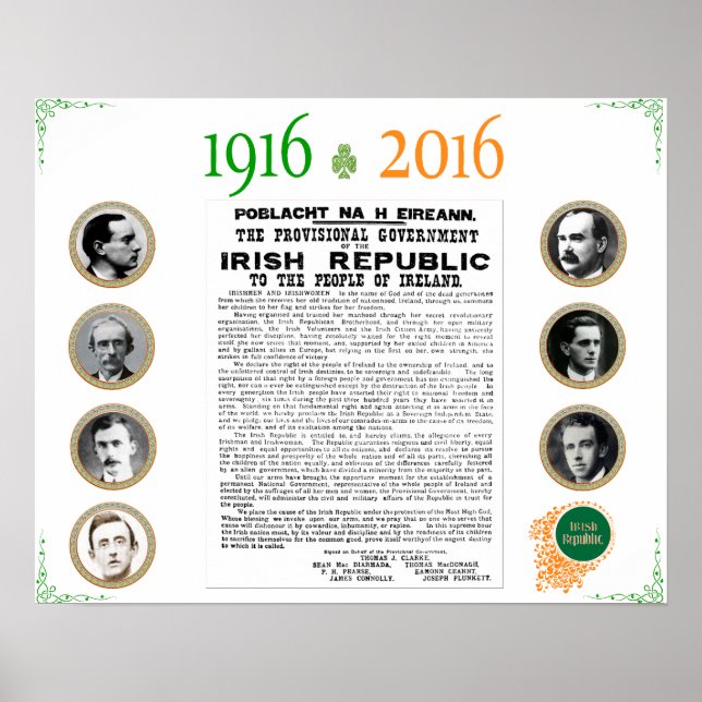 Påsk Stigning 1916-2016 Kommemorativt Poster (Framsidan)