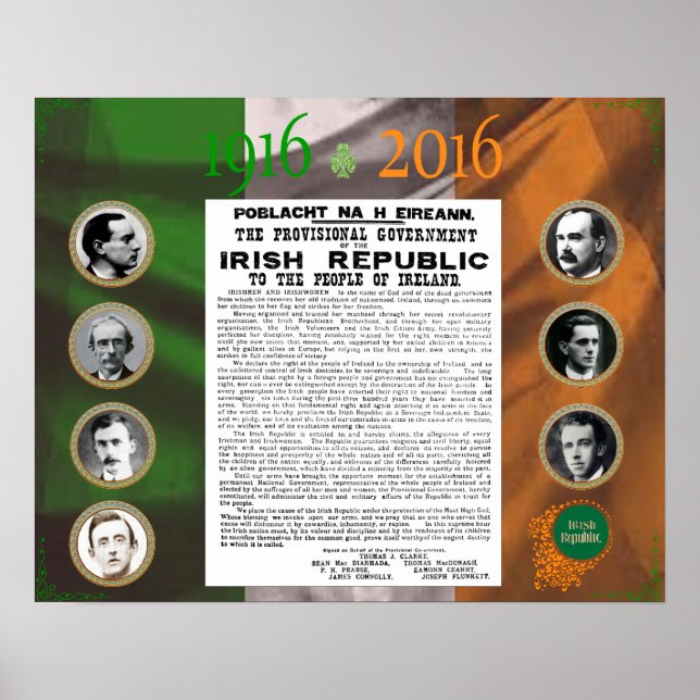 Påsk Stigning 1916-2016 Kommemorativt Poster (Framsidan)